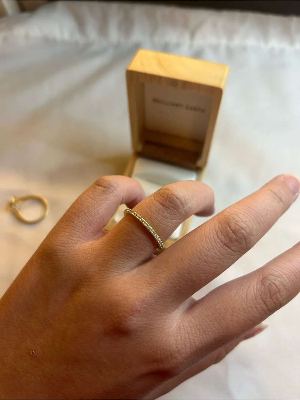 Brilliant Earth 18k yellow gold diamond half eternity band